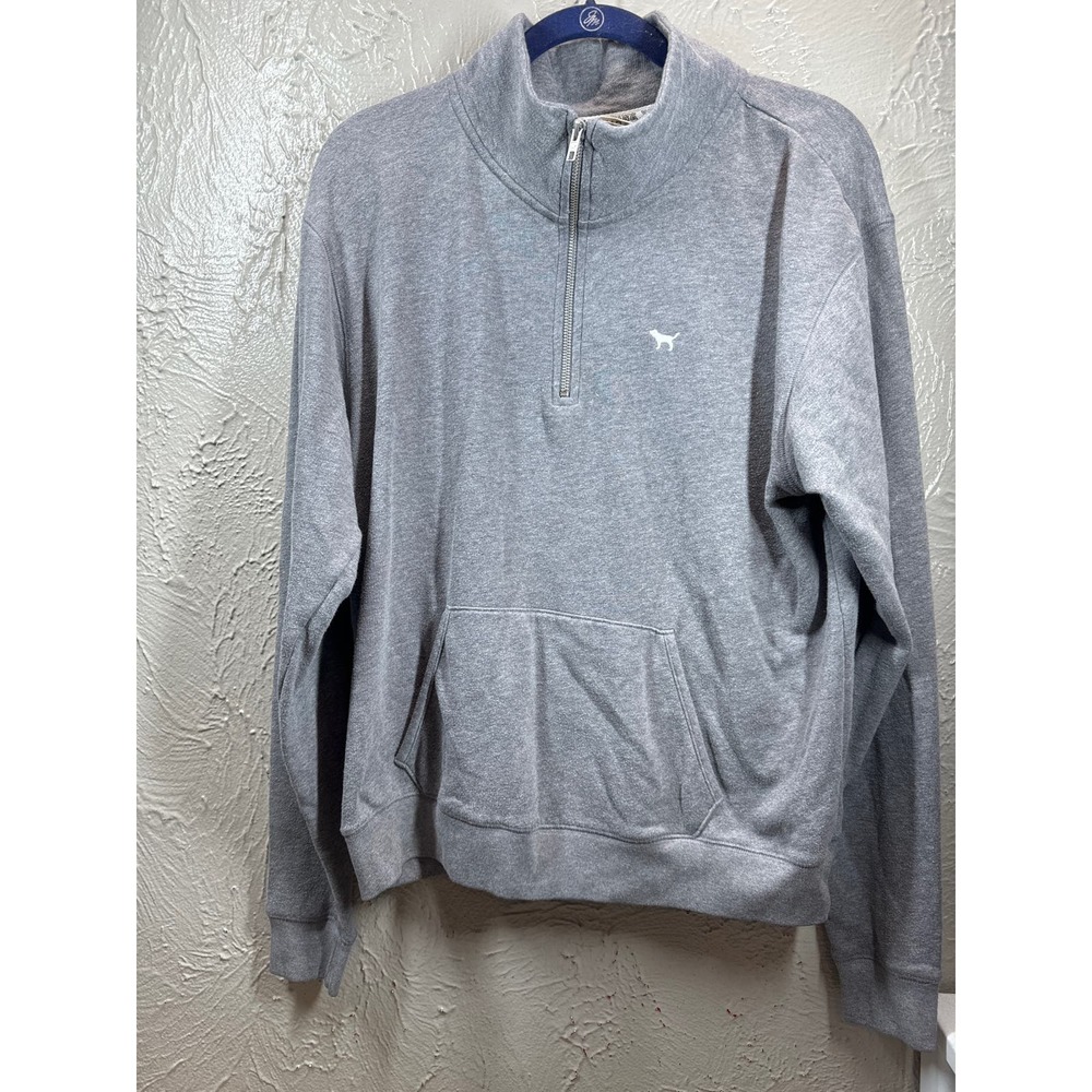Pink VS Victorias Secret 1/4 Zip Gray‎ Sweatshirt Graphics Print Women’s Size M